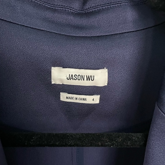 Jason Wu Designer Blue Satin Blazer Size 4 Small - Picture 5 of 6